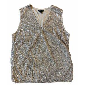 A DIVA Sequin Sleeveless Top Cream Large Wrap Disco Evening Party